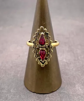 【USA輸入】ヴィンテージ VOGUE ルビーレッド ビジュー リング/Vintage VOGUE Ruby Red Bijou Ring