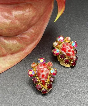 【USA輸入】ヴィンテージ  アートカボション ビジュー イヤリング/Vintage Art Cabochon Bijou Clip On Earrings