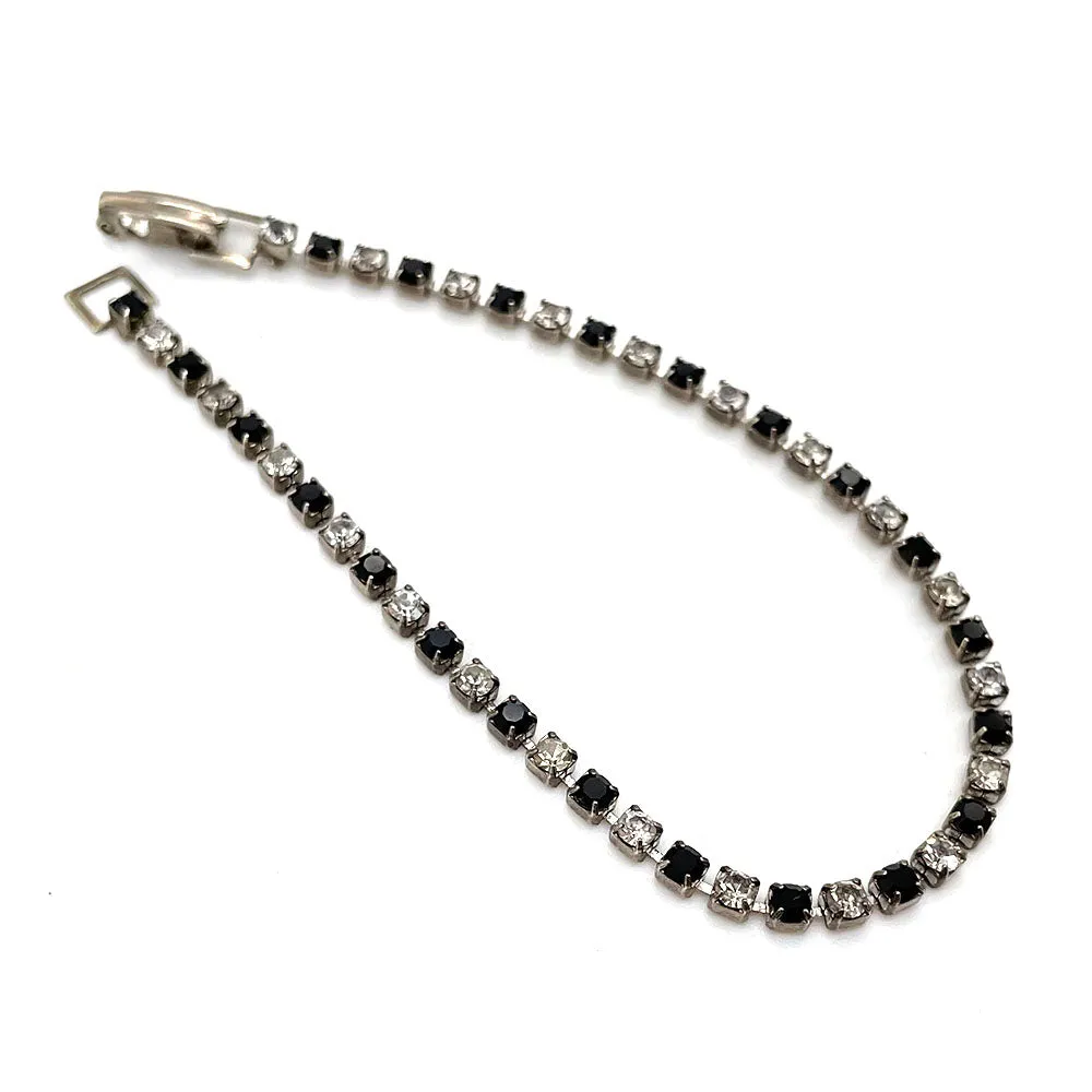 【USA輸入】ヴィンテージ ブラック クリア ビジュー ブレスレット/Vintage Black Clear Bijou Bracelet