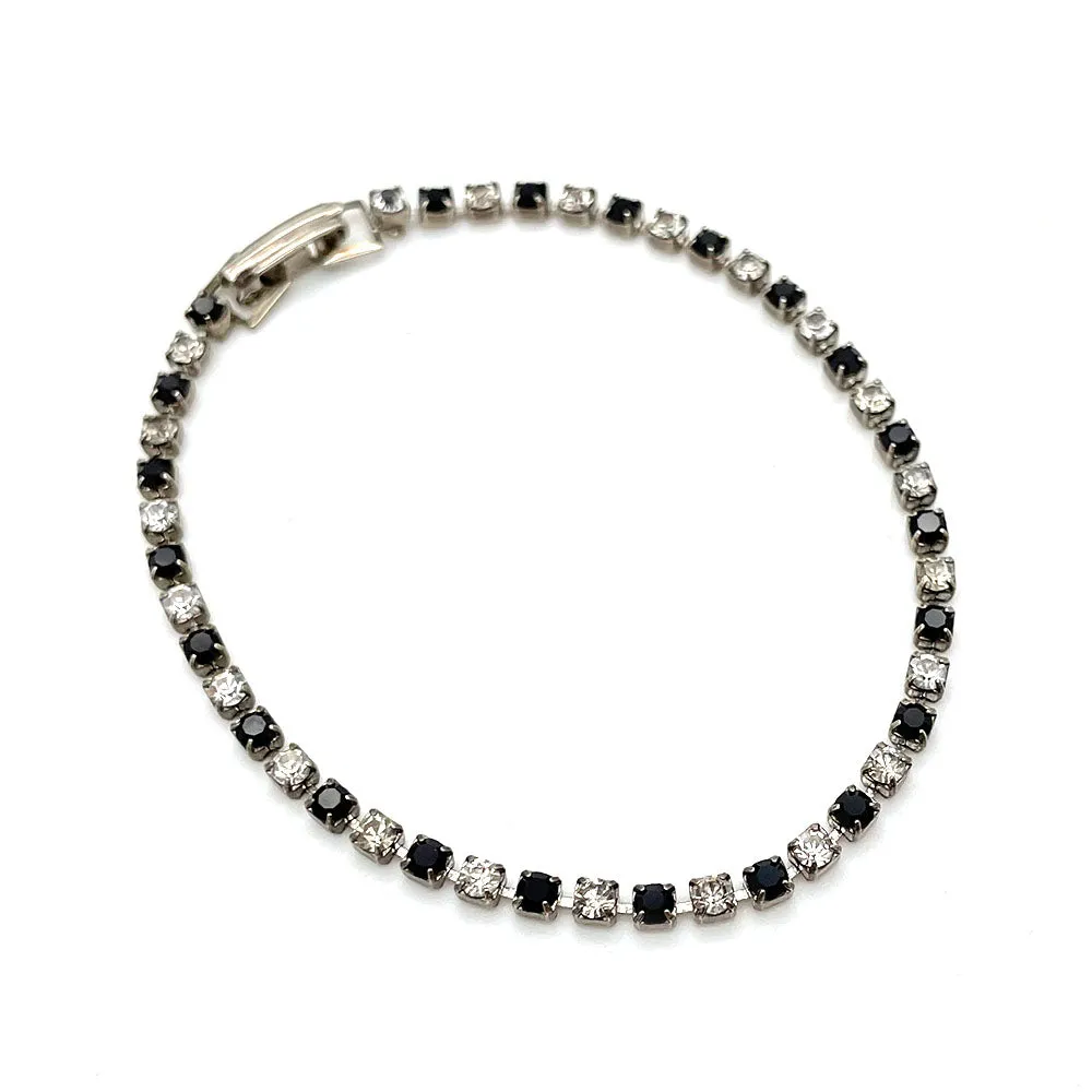 【USA輸入】ヴィンテージ ブラック クリア ビジュー ブレスレット/Vintage Black Clear Bijou Bracelet