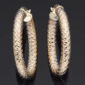 Vintage 10K Yellow Gold 5 mm Oval Hoop Earrings 34 x 24 mm