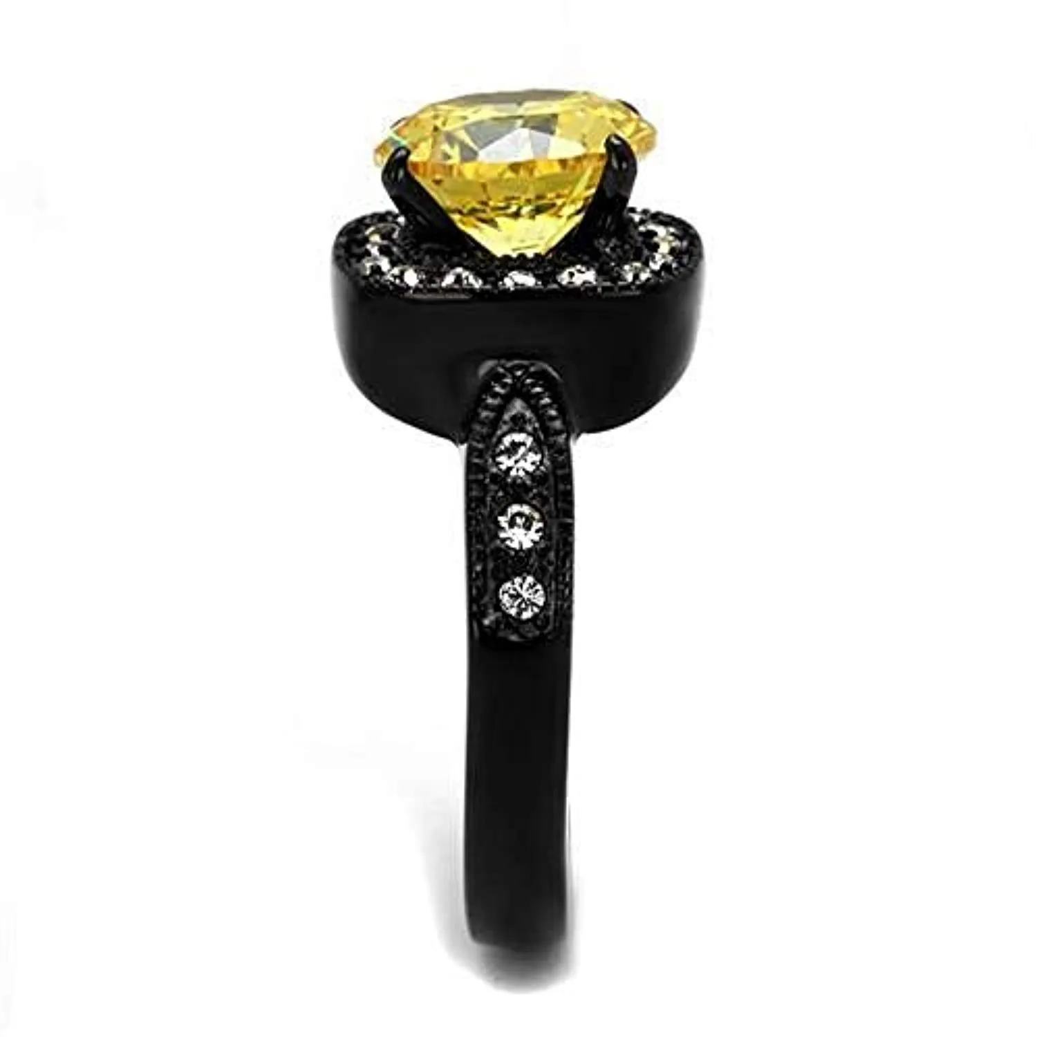 WildKlass Stainless Steel Ring IP Black Women AAA Grade CZ Topaz