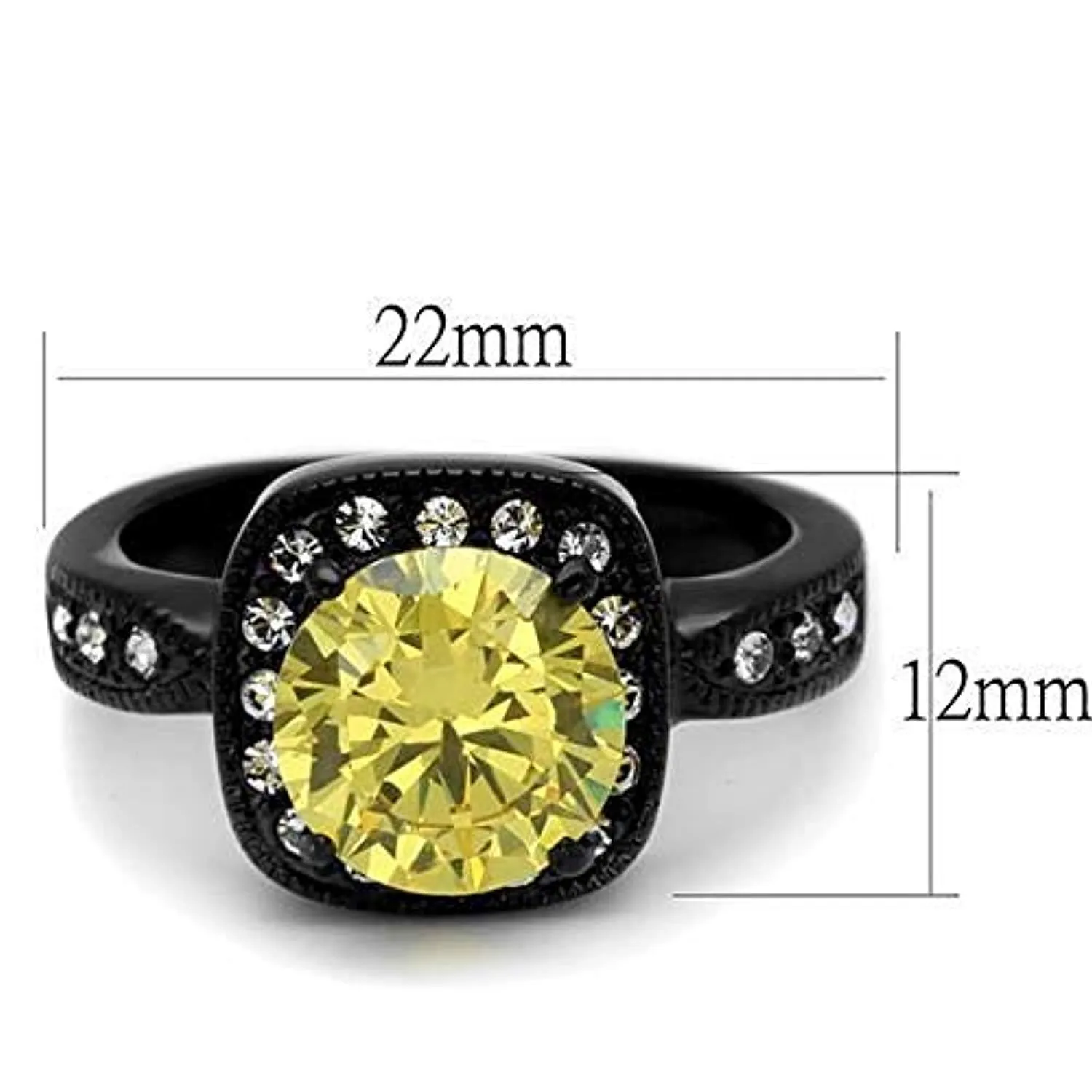 WildKlass Stainless Steel Ring IP Black Women AAA Grade CZ Topaz