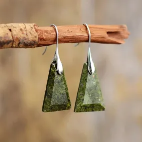 Wiluray Green Jasper Drop Earrings