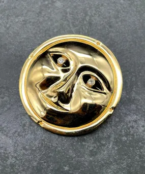 【フランス輸入】 ヴィンテージ SPHINX ムーン ビジュー ブローチ/Vintage SPHINX Moon Bijou Brooch