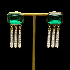 【フランス輸入】ヴィンテージ SPHINX エメラルドグリーン ビジュー イヤリング/Vintage SPHINX Emerald Bijou Clip On Earrings