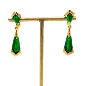 【フランス輸入】ヴィンテージ SPHINX グリーン エナメル イヤリング/Vintage SPHINX Green Enamel Clip On Earrings