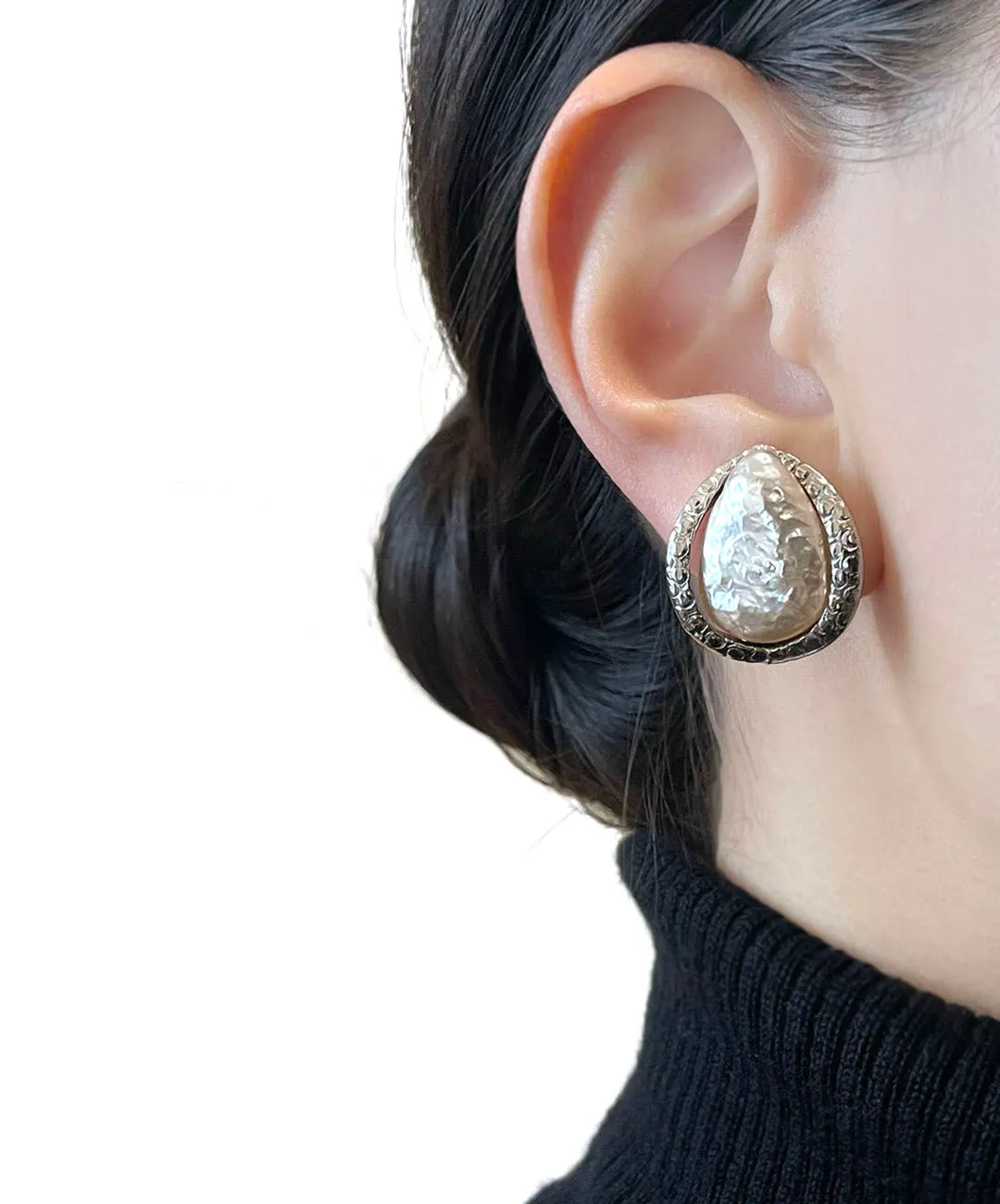 【フランス輸入】ヴィンテージ SPHINX ティアドロップ パール イヤリング/Vintage SPHINX Teardrop Pearl Clip On Earrings