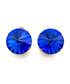 【フランス輸入】ヴィンテージ SPHINX ロイヤルブルー リヴォリストーン イヤリング/Vintage SPHINX Royal Blue Rivoli Stones Earrings